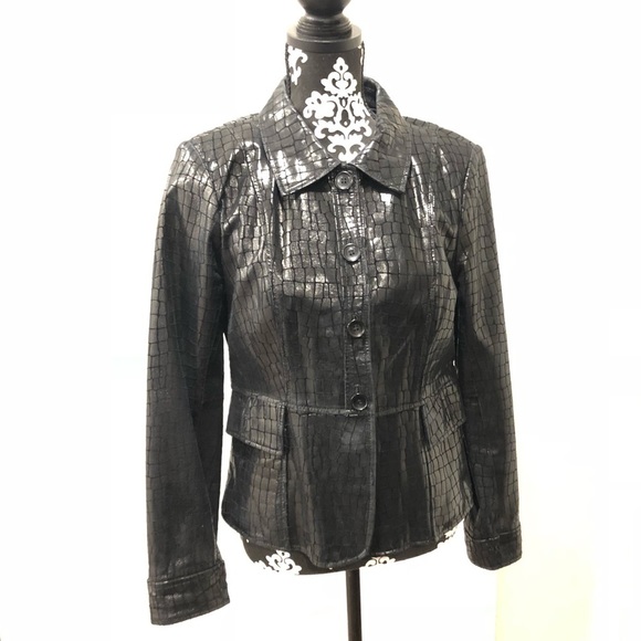 Neiman Marcus Jackets & Blazers - Neiman Marcus Embossed Leather Jacket Size 10 What a deal!